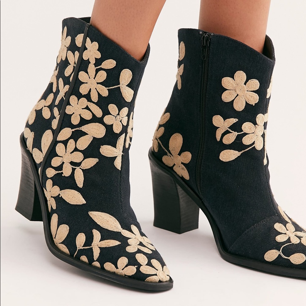 Free People Floral Booties